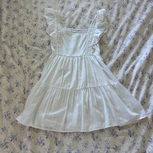 White Ruffled Sleeveless Dress